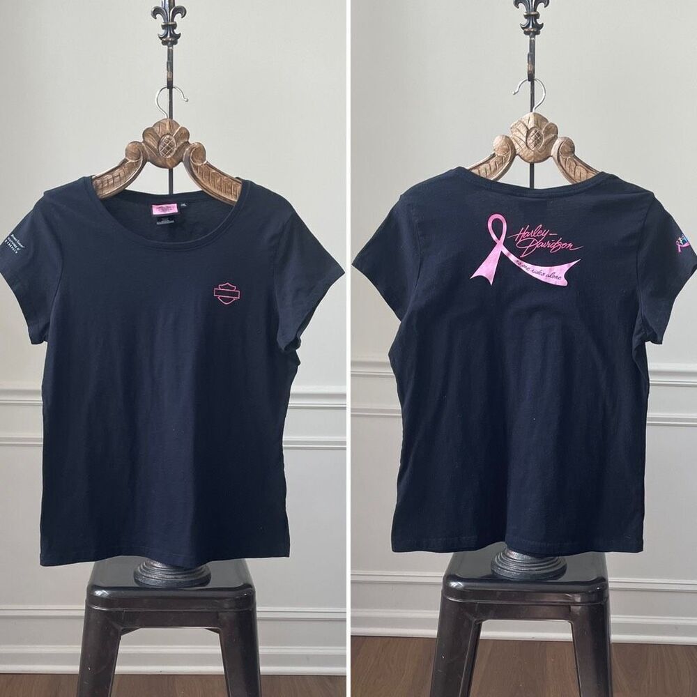 Harley Davidson Motorcycle Breast Cancer Awareness Cap Sleeve Tshirt L ￼XL 2XL